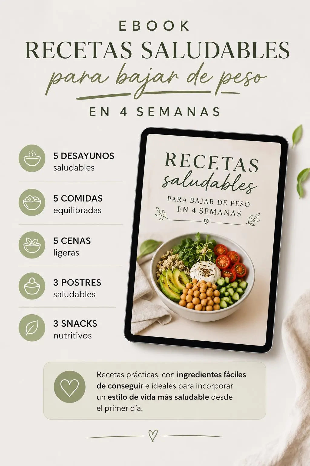 Recetas Saludables para Bajar de peso en 4 semanas