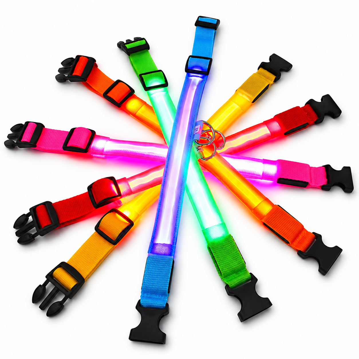 Collar LED Recargable USB para Perros — 5 Modos, Luz Nocturna Antipérdida