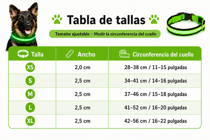 Collar LED Recargable USB para Perros — 5 Modos, Luz Nocturna Antipérdida